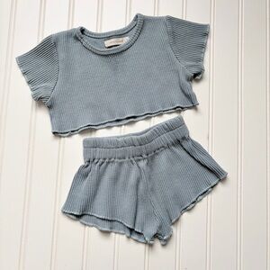 Raised by Water Kealia Ribbed 2 Piece Set Shorts and Top in Blue Toddler size 1